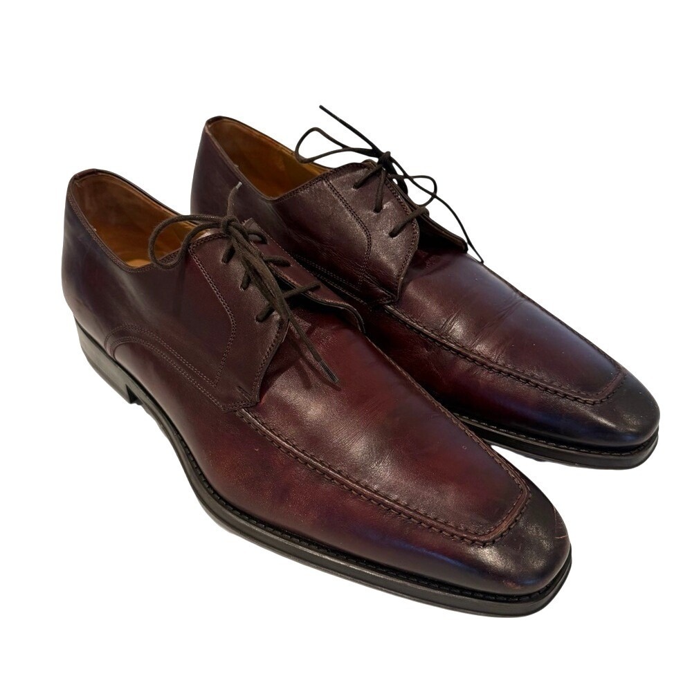 Magnanni Pardo Derby Oxfords‎ Burgundy Leather Men's 13 Dress Shoe Quiet Luxury